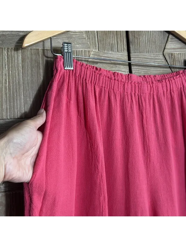 Oh My Gauze Casual Pants Size S/M Pink Cotton Elastic Waist Boho Lagenlook NWT - Image 3