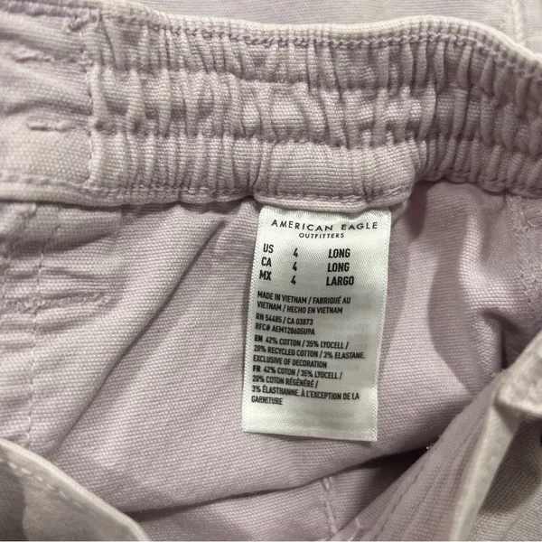 American Eagle Stretch Cargo Straight Pant Lilac Ice‎ High Rise Utility 4 Long - Image 10