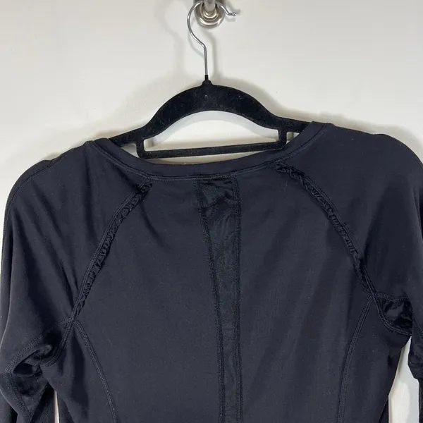 Lululemon Full Tilt Long Sleeve Top Sz 4 Black Lace Back‎ Thumb Holes Yoga - Image 5