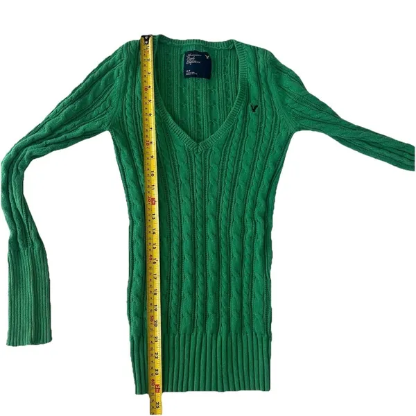 American Eagle Women’s V Neck Cable Knit Sweater S Y2K 2000s Elena Gilbert Bella - Image 7