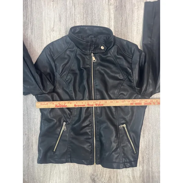 Cisono Black Faux Leather Moto Jacket Womens Size XL Zip Up Mandarin‎ Collar NWT - Image 5