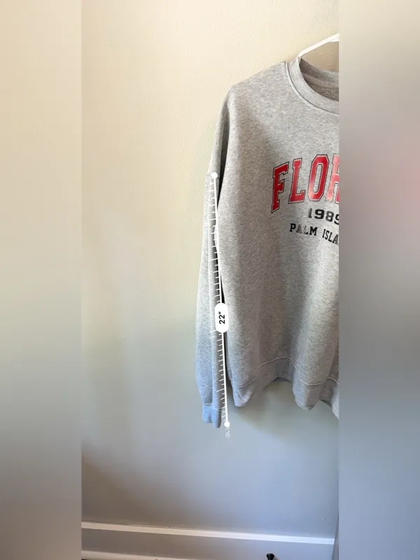 Women’s Small Gray Florida 1989 Palm Island Graphic Sweatshirt Pullover - Image 7
