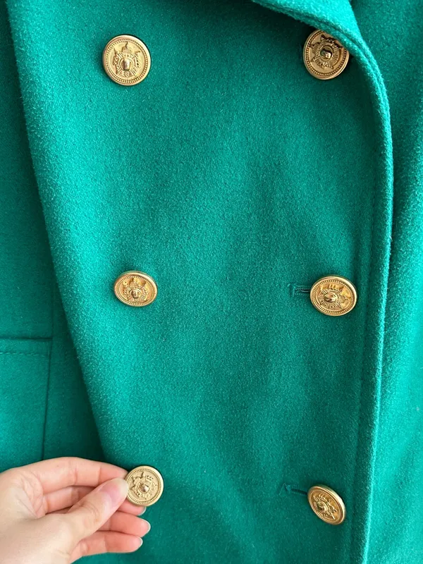 Old Navy Double Breasted Classic Wool Blend Pea Coat, Teal - Blue/Green, Size XL - Image 8