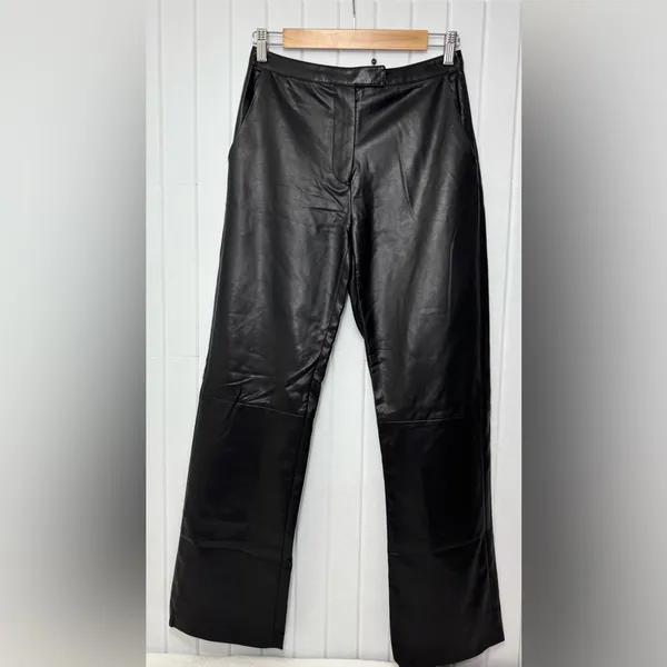 Princess Polly Zyaire Mid Rise Faux Leather Pants Black Size 4‎ - Image 2