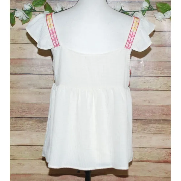 Blu Pepper Embroidered Peasant Top Ruffle Sleeve Size L Babydoll Boho Festival - Image 6