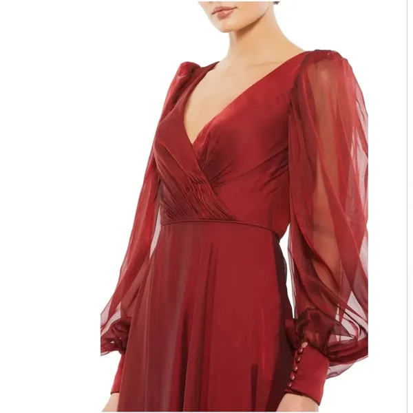 Illusion Long Sleeve A-Line GownMac Duggal$398. SIZE 8 H - Image 3