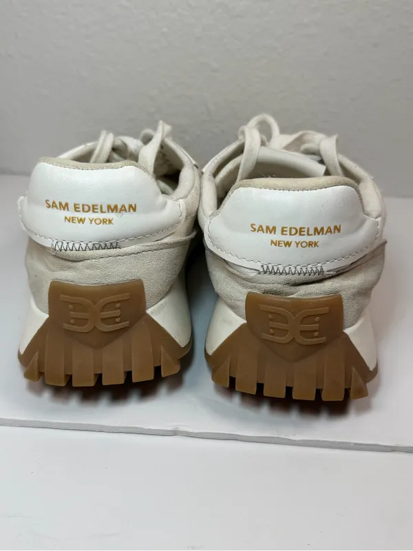 Sam Edelman Layla Sneakers Women 8 White Canvas Suede Platform Casual - Image 3