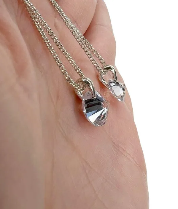 Cubic Zirconia Double Layered Dainty Silver Chain Necklace - Image 9