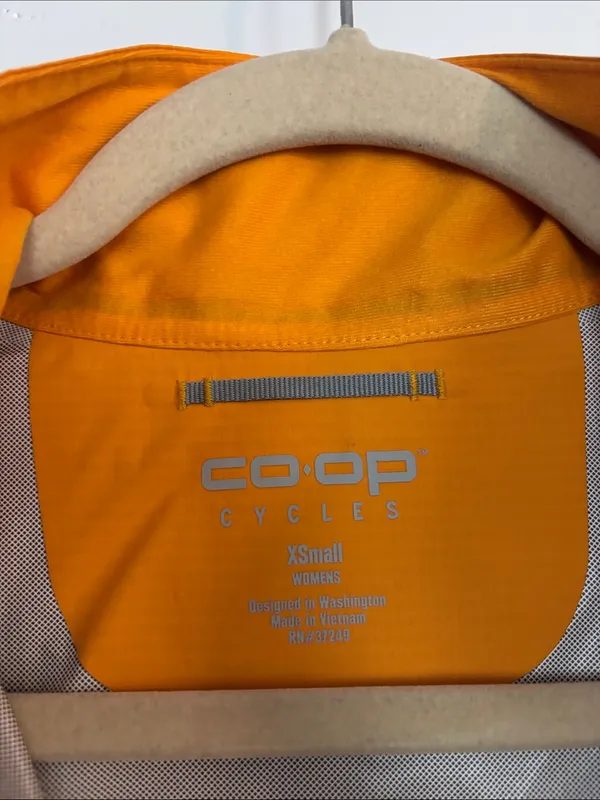 Co Op Cycles Bright Yellow Orange Lightweight Shell Jacket Size XS - Image 2