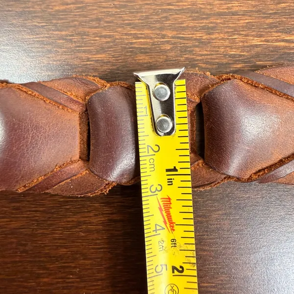 Levi Strauss & Co Brown Braided Genuine Leather Belt 34 85 Silver Buckle 3560 - Image 7