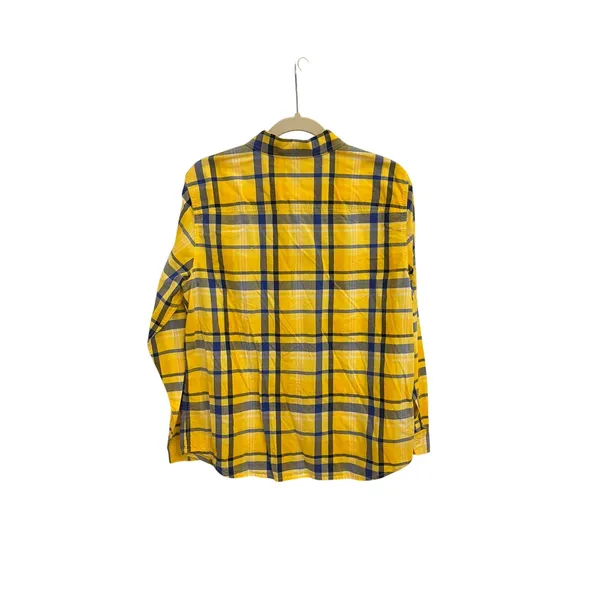 Lauren Ralph Lauren Casual Yellow Blue Plaid Cotton Button-up Shirt Large - Image 3