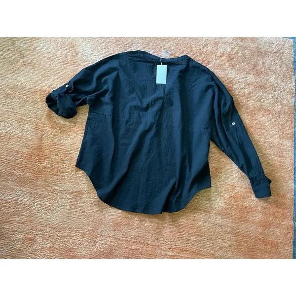 NWT BigHit black cotton button down shirt L Black Size L - Image 6