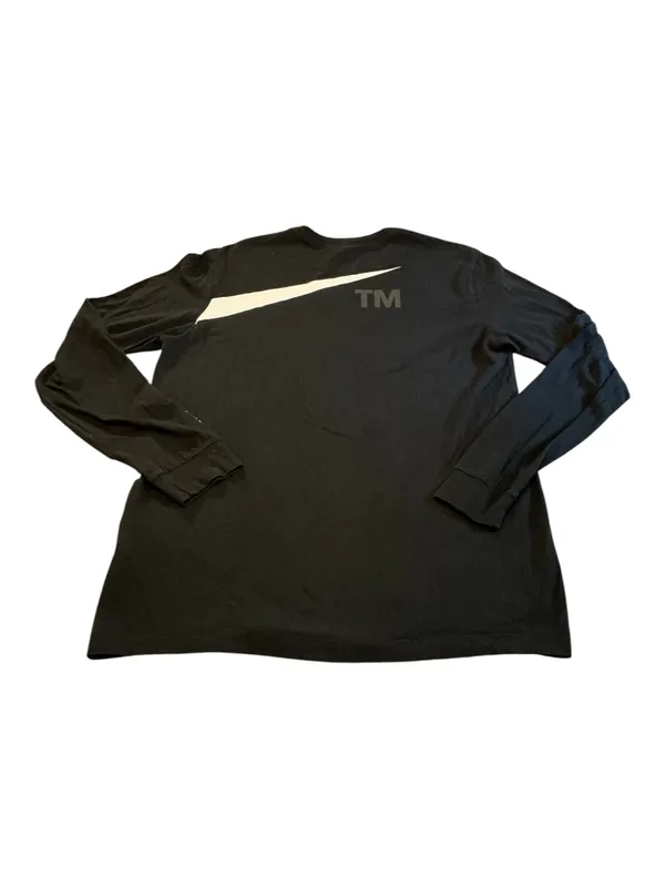 Nike Sportswear Men's Big Swoosh Long Sleeve T-Shirt - Black/White - Size L - Image 2