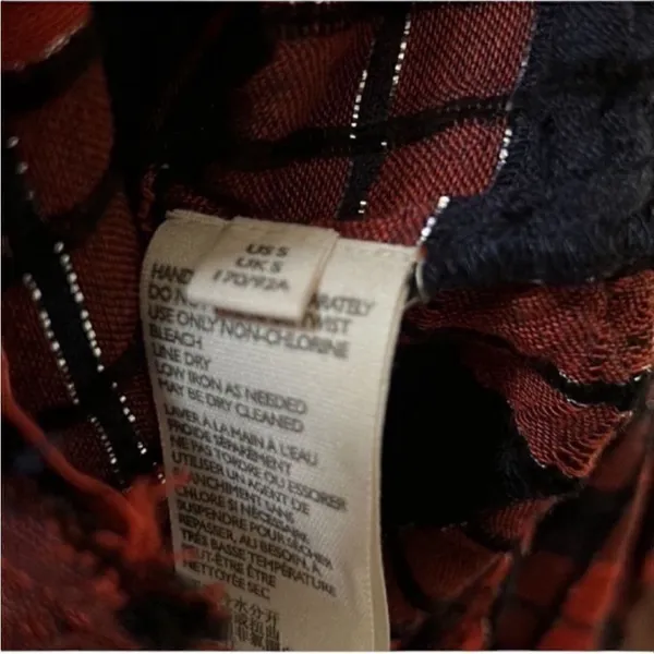 Free People Red & Blue Plaid Tunic Oversized Wool Blend Top(Size Small) - Image 7