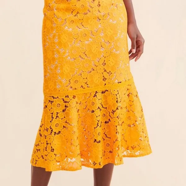 👗 🌟 Anthropologie Rachel Parcell Orange Lace Midi Dress S like XS 0 2 Wedding - Image 5