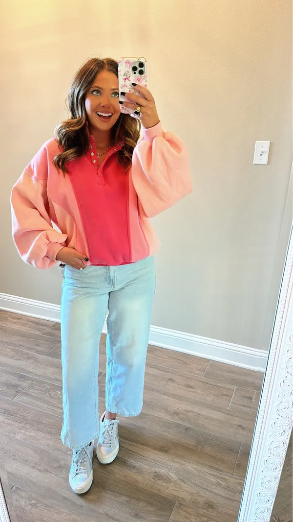 Colorblock Boutique Sweatshirt Pink Size M - Image 2
