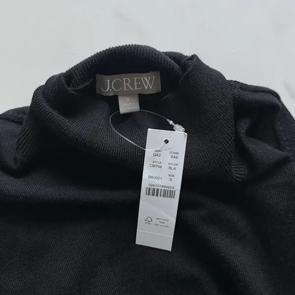 NWT J. Crew Carolyn Turtleneck in Merino Wool Fitted Sweater Black Size Small - Image 3