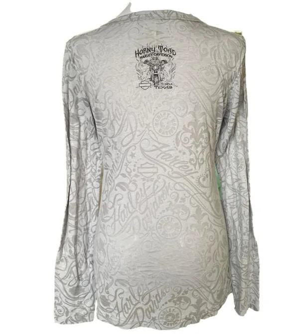 Harley Davidson Women's Gray Long Sleeve Shirt Size L - Image 2