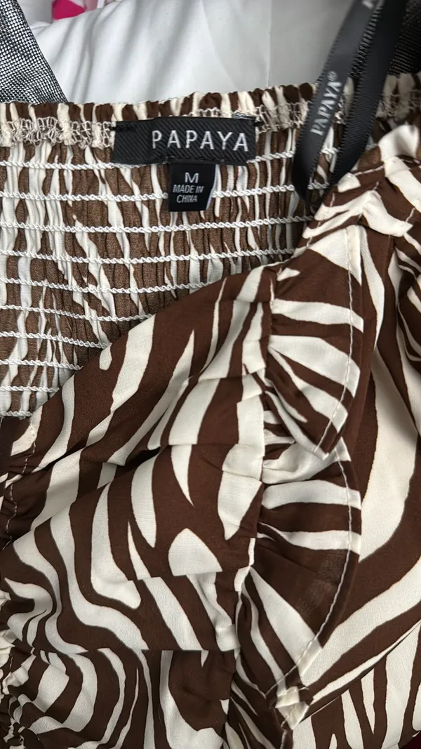 Papaya Brown Zebra Long Sleeve Crop Top - Image 2
