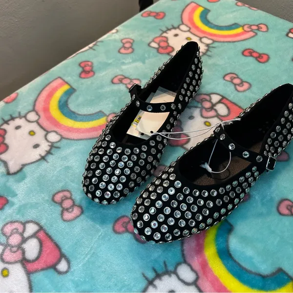 Issa Rhinestone Mary Jane Ballet Flats - A‎ New Day Black size 7 mcbling - Image 3