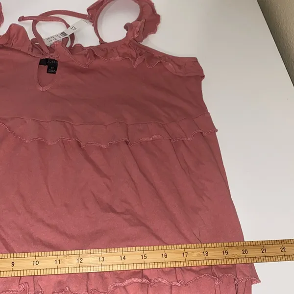 J. Crew Tiered Pink‎ Ruffled Maxi Dress Size Medium - Image 4