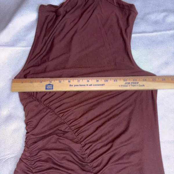 Anthropologie Ruched Mock Neck Knit Dress‎ Cocoa Plum Fitted Sleeveless Bodycon - Image 10