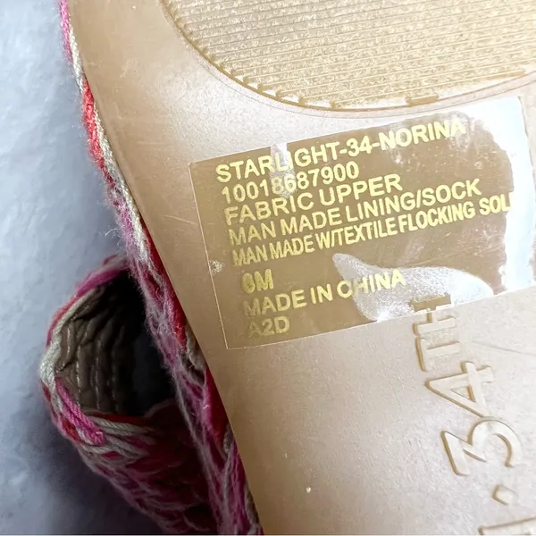 ON 34th Pink & Cream Norina Woven Platform Wedge Sandals Espadrilles Size 6 - Image 16