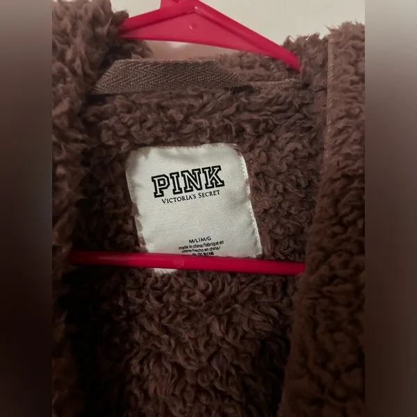 PINK maroon fuzzy jacket - Image 5