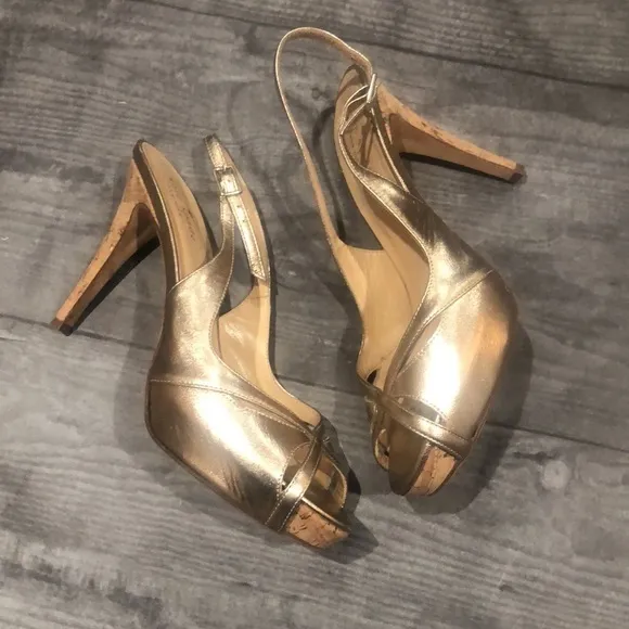 Kate spade light gold open toed heels - Image 4
