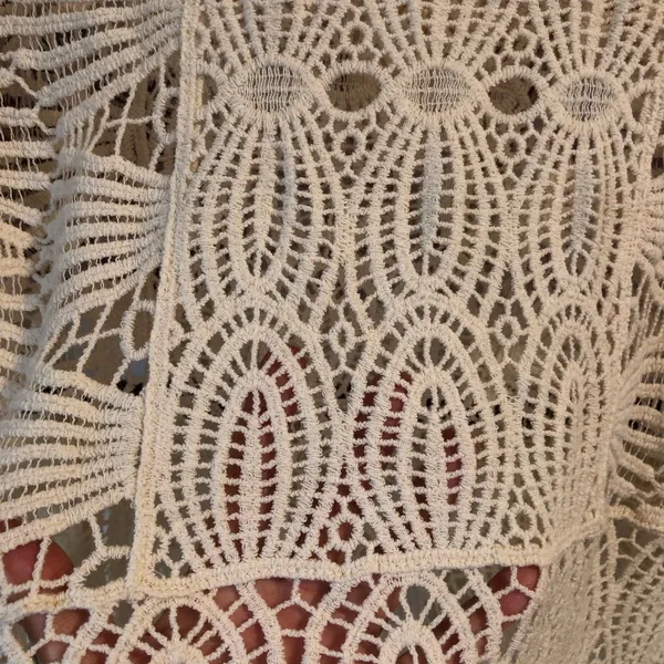 Rebellion NEW Cream Cotton Crochet Long Sleeve Sweater M - Image 9