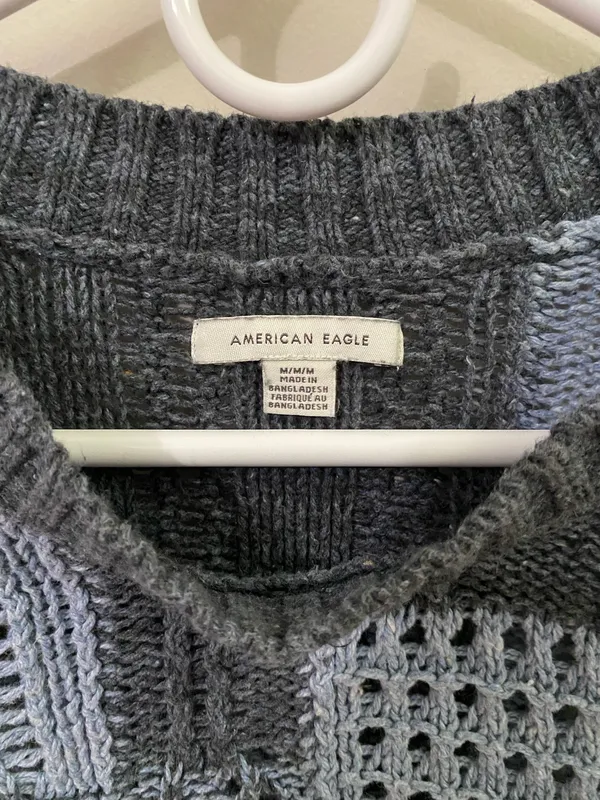 American Eagle Outfitters Gray Patchwork Crewneck Sweater - Image 4