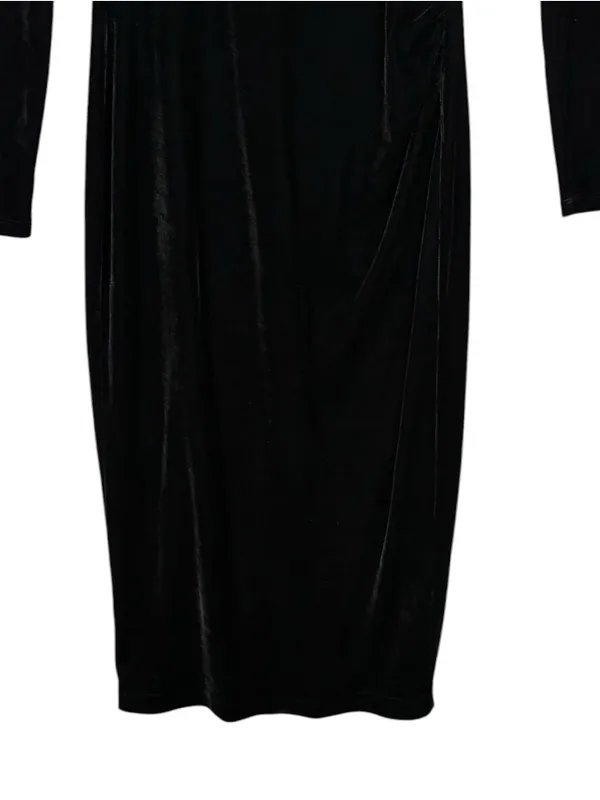 NEW REISS Macey Velvet Midi Dress in Black Size 4 - Image 9