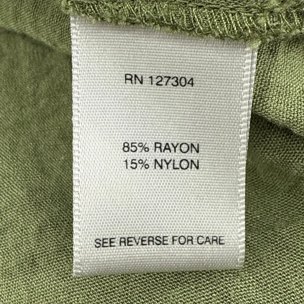 JOHN MARK Olive Green Textured‎ Button Front Shirt Tunic Top Size Small Roll Tab - Image 9