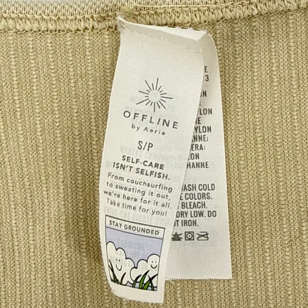 OFFLINE by Aerie Small Sand Ribbed Seamless Square Neck‎ Crop Top Braided Sleeve - Image 5