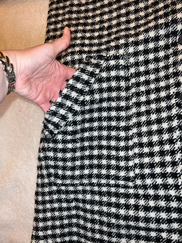 Free People "We The Free"‎ Get Around Houndstooth Shacket Black White L (NWT) - Image 5