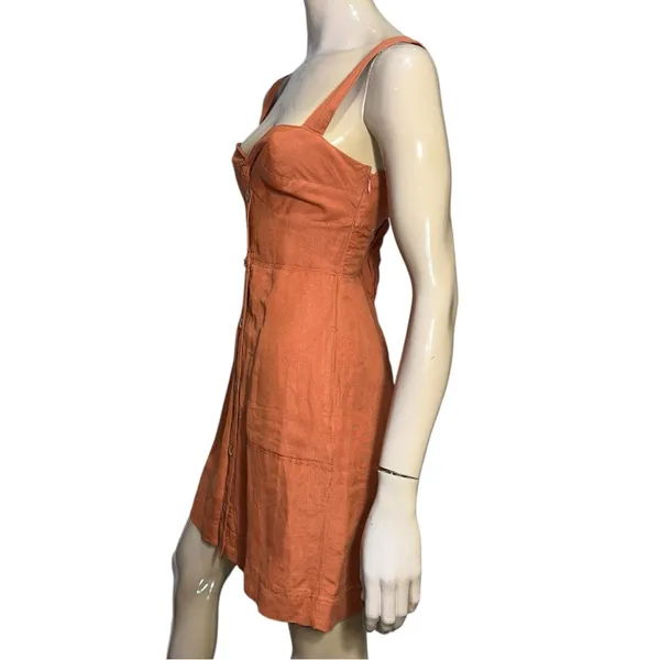 Maeve Anthropologie Women’s Size XS Rust Orange Twist Front Linen Mini Dress - Image 6