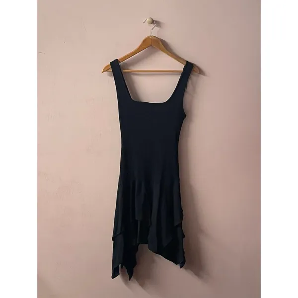 Zara Black Ribbed Bodice Asymmetrical Tiered Flowy Skirt Mini Dress Size M NWT - Image 12