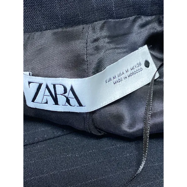 Zara Women's Black Pinstriped Collared Long Sleeve Button Blazer Coat Jacket M - Image 3