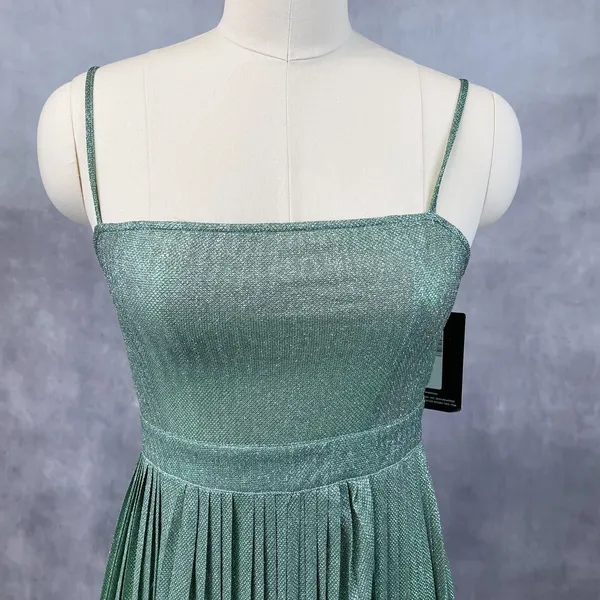Pretty Little Thing Glitter Dress Womens US 4 Pleated Emerald Green Skater‎ Glam - Image 2