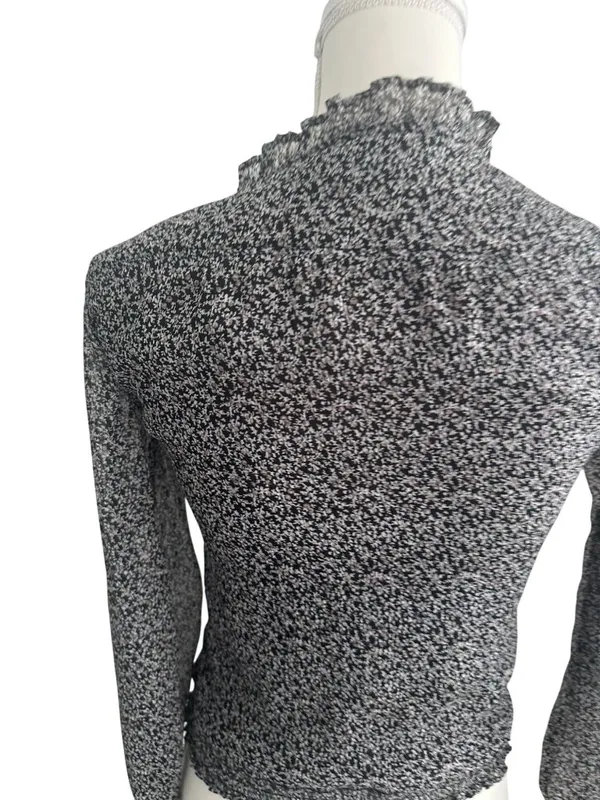 ABERCROMBIE & FITCH Black Floral Long Sleeve Top Size XS - Image 6