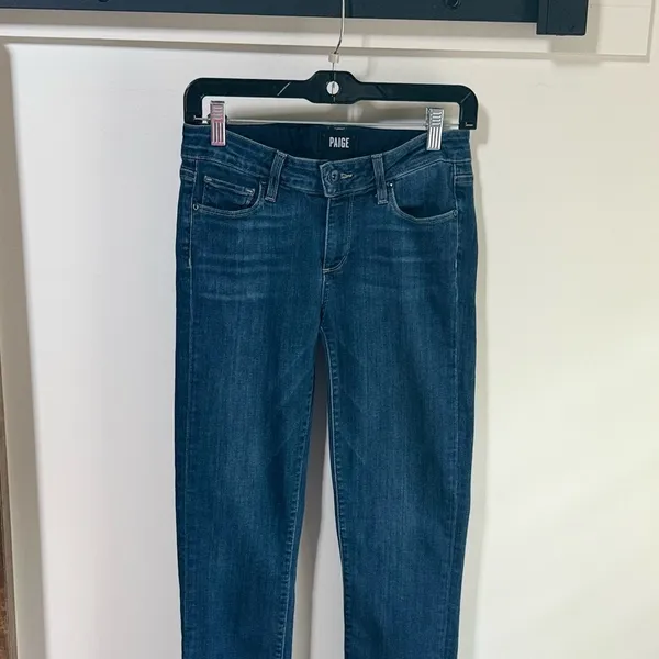 PAIGE Miki Straight Jeans In Merrick released Raw Hem Size 27 Dark Wash - Image 7