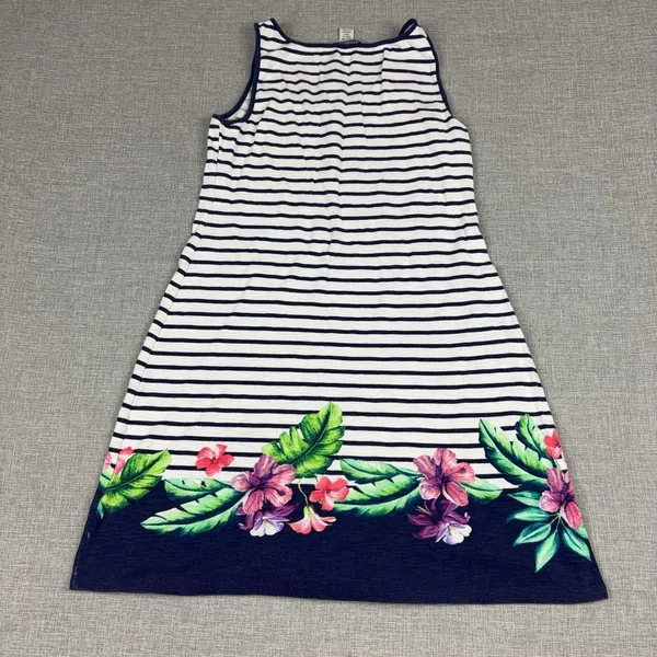 Tommy Bahama Dress Womens XS White Striped Scoop Neck Tank Sundress Floral - Image 6