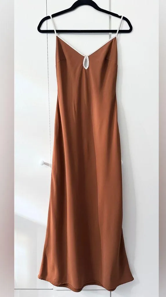 Abercrombie & Fitch Keyhole Slip Maxi Dress - Ochre - XSP - Image 13