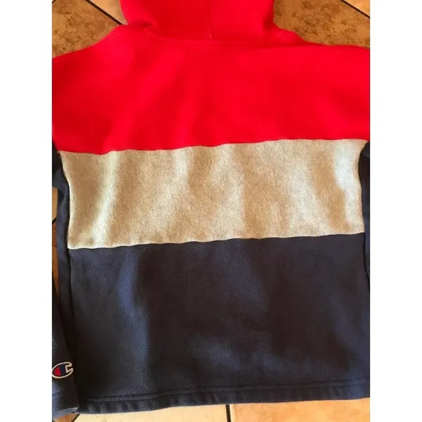 Champion Women's Reverse‎ Weave Colorblock Hoodie Red Gray Navy Size Medium y2k - Image 9