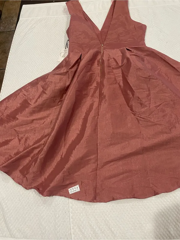 Iris Dusty Rose Fit-and-Flare Dress with Waist Bow - Image 9