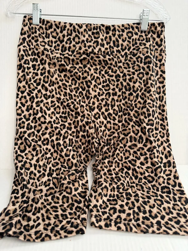 white birch Leopard Print Bike Shorts - Tan and Black - Image 3