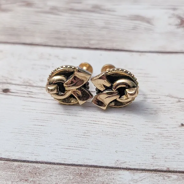 Vintage Screw On Earrings - Dainty Just Over 5/8" Gold Tone - Image 2