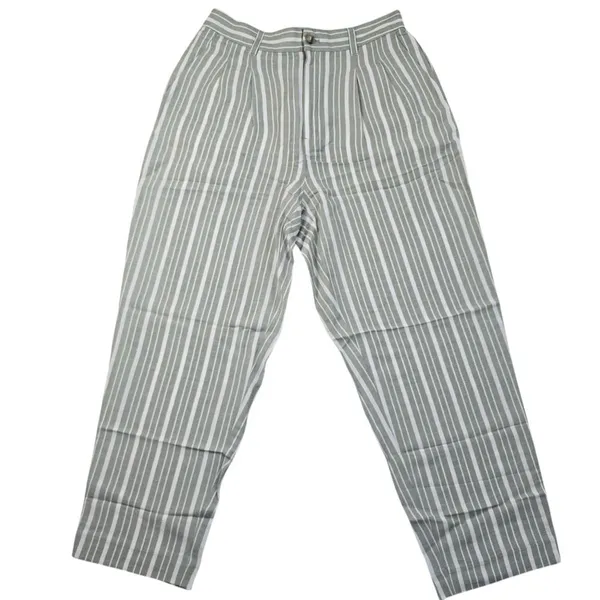 Madewell NWT The Tailored‎ Tapered Pant in Striped Linen-Blend Green White 6 - Image 4