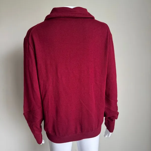 Polo Golf Ralph Lauren Women’s Cashmere Full Zip Sweater Burgundy Size L - Image 6