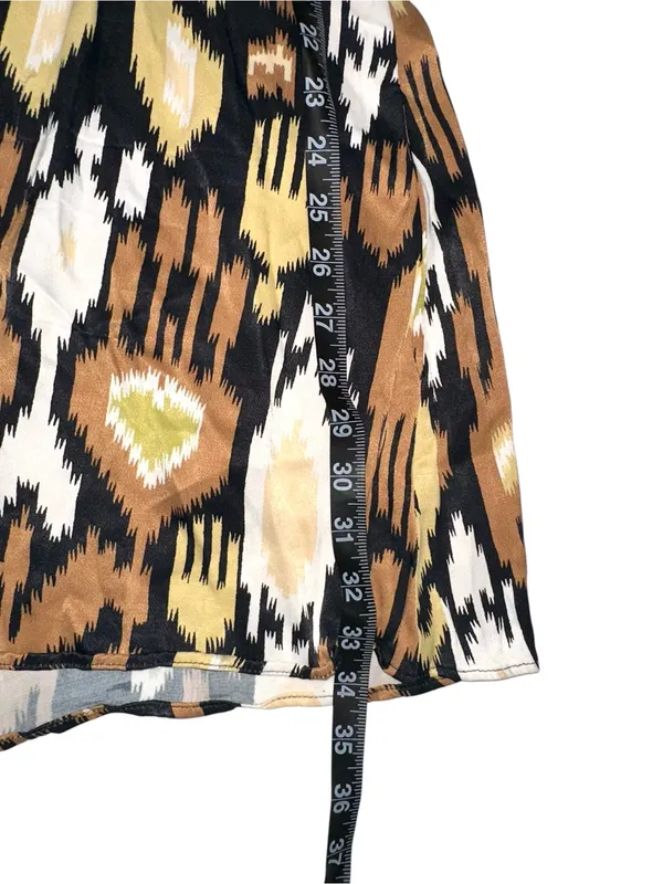 Anthropologie Somerset Ikat Brown & Black Patterned Short Sleeve Romper LARGE - Image 9